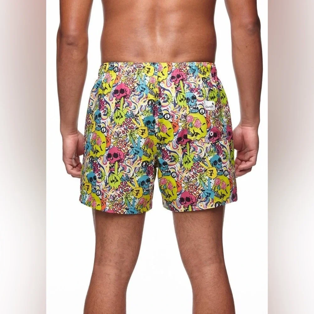 Men’s Boardies Skull Grillz Swim Trunks, Size Medium
